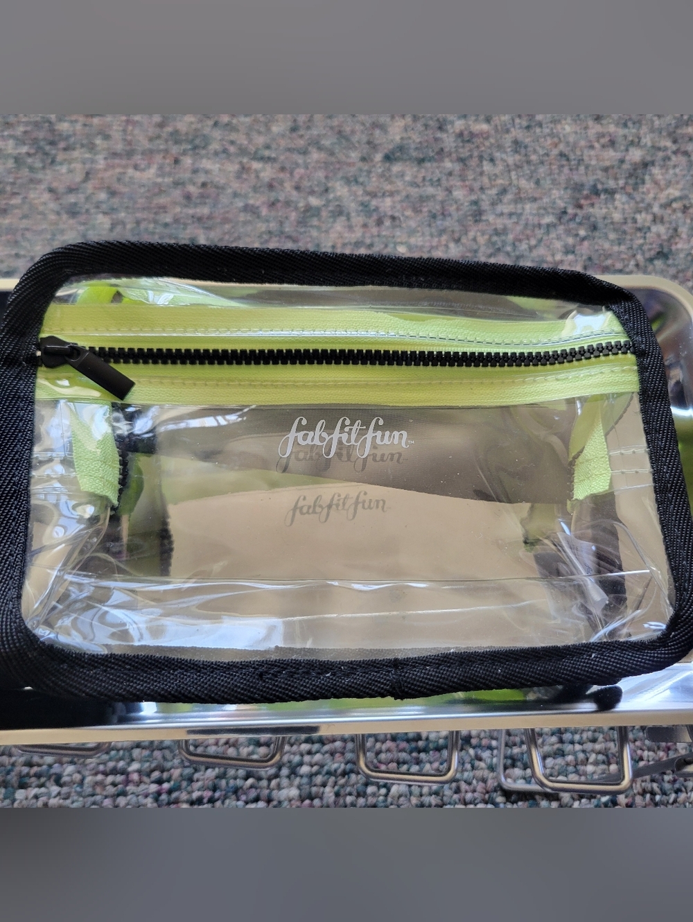 FabFitFun Clear Travel Pouch/belt Bag - Lime Trim